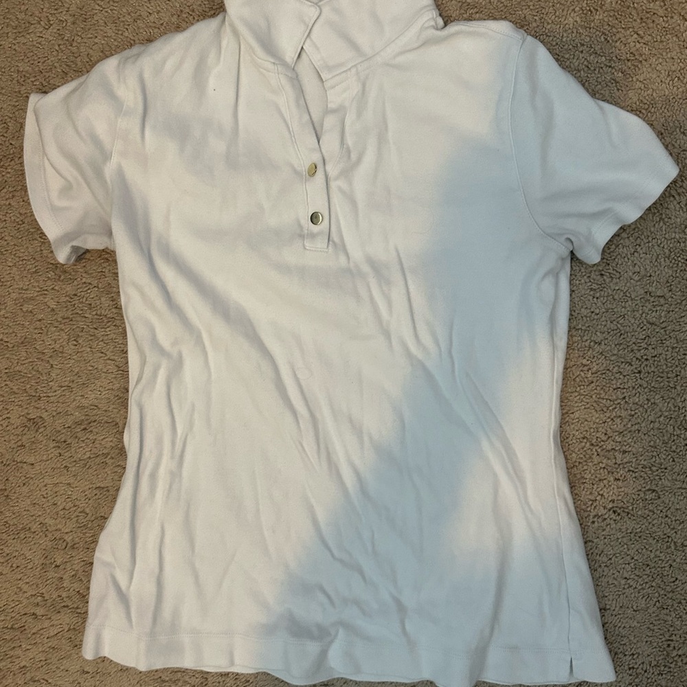 Kim rogers white collard shirt